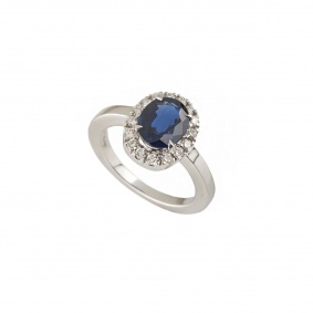 White Gold Sapphire and Diamond Ring